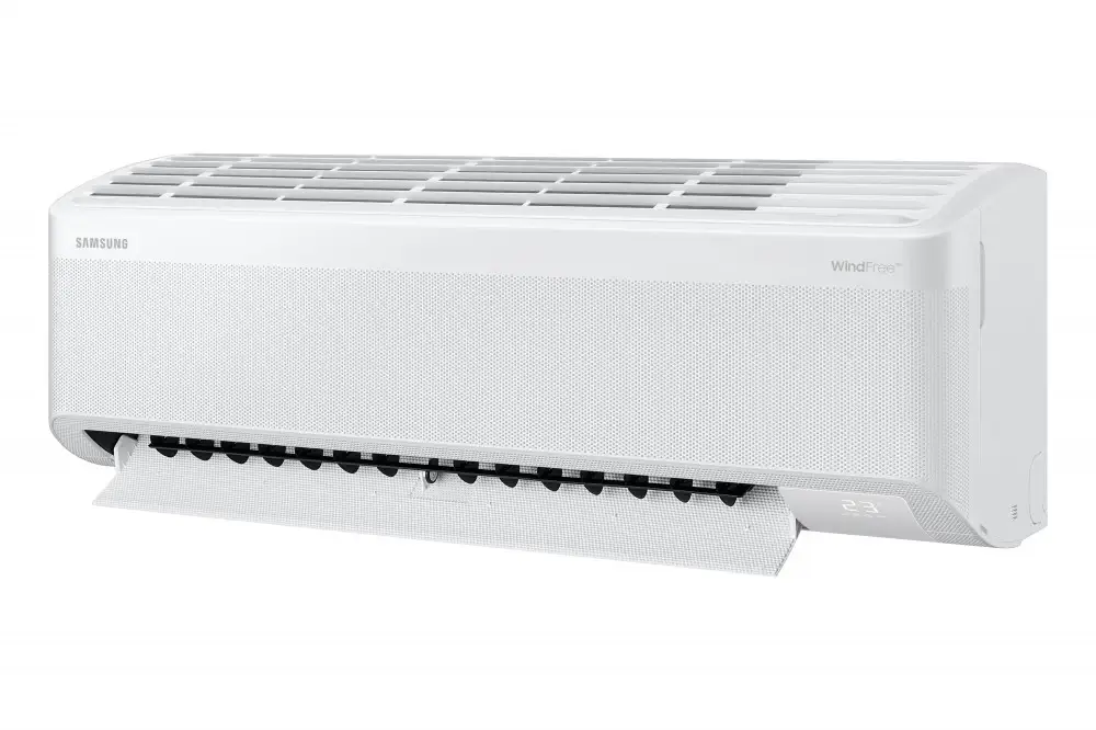 Samsung WindFree Comfort klimatizácia s otvorenou lamelou zobrazujúca distribúciu vzduchu
